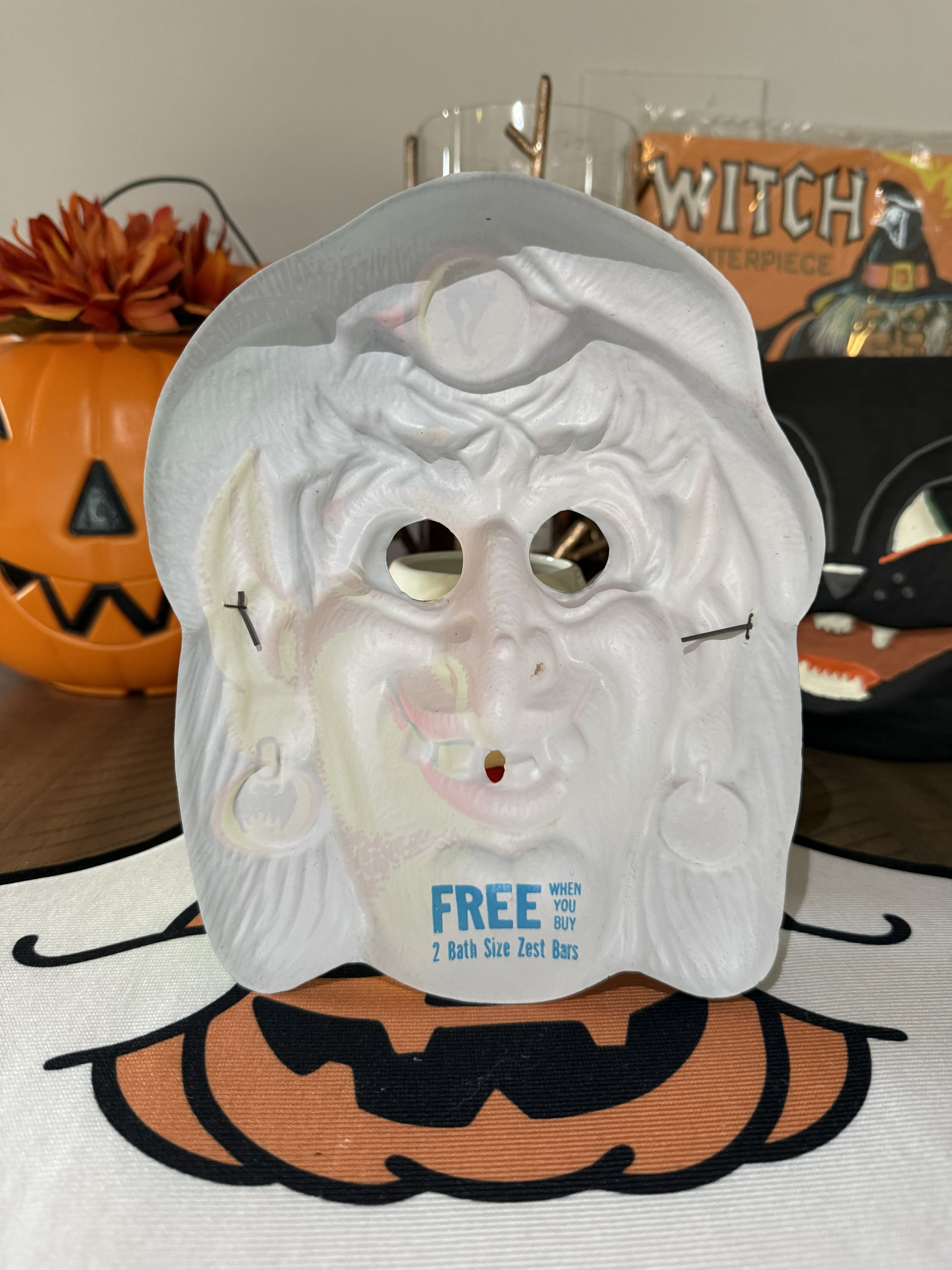 Vintage Ben Cooper Witch Mask — Zest Soap Promotional — back