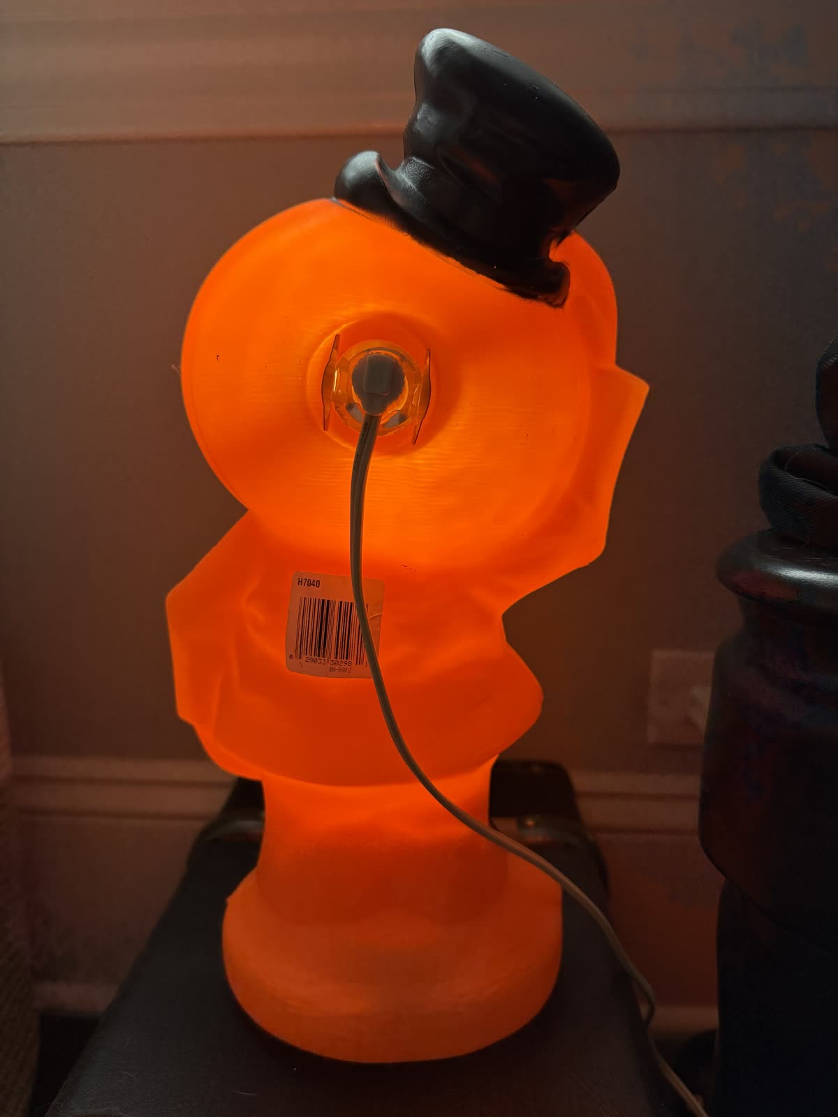 Vintage Pumpkin Top Hat Blow Mold — back