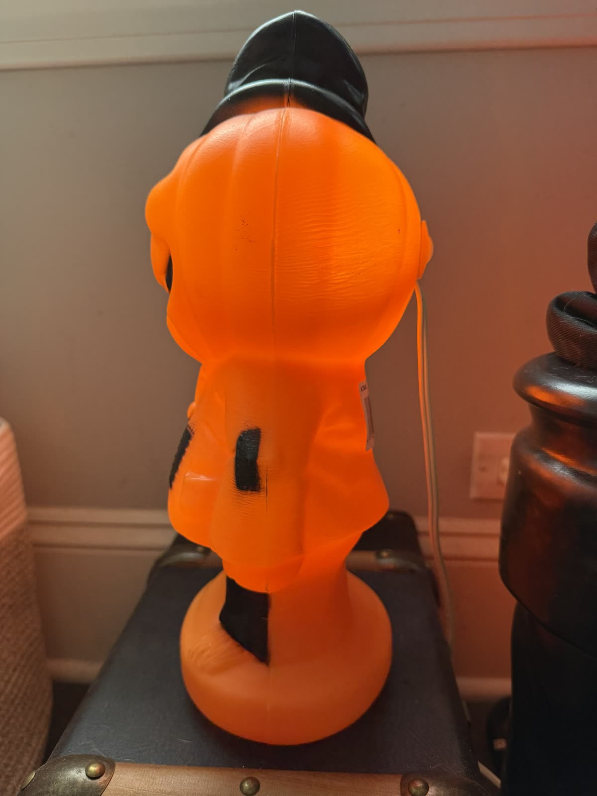 Vintage Pumpkin Top Hat Blow Mold — left