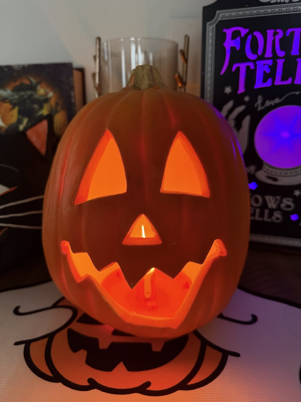 1995 Trendmasters Light-Up Foam Jack-O'-Lantern — lit